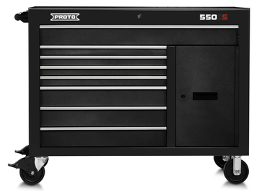 Proto® 550S 50" Workstation - 8 Drawer & 2 Shelves, Dual Black - Makers Industrial Supply