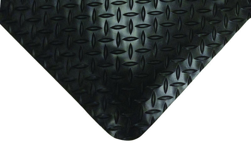 3' x 75' x 11/16" Thick Diamond Comfort Mat - Black - Makers Industrial Supply