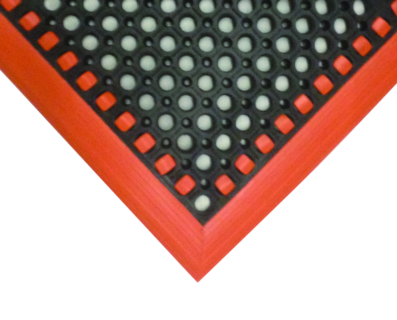 40" x 124" x 7/8" Thick Safety Wet / Dry Mat - Black / Orange - Makers Industrial Supply