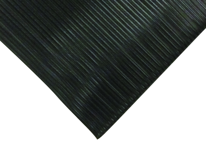 6' x 60' x 3/8" Thick Soft Comfort Mat - Black Standard Ribbed - Makers Industrial Supply