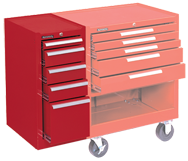 185 Red 5-Drawer Hang-On Cabinet w/ball bearing Drawer slides - For Use With 273, 275 or 278 - Makers Industrial Supply
