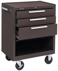 3-Drawer Roller Cabinet w/ball bearing Dwr slides - 35'' x 18'' x 27'' Brown - Makers Industrial Supply