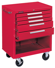 5-Drawer Roller Cabinet w/ball bearing Dwr slides - 35'' x 18'' x 27'' Red - Makers Industrial Supply