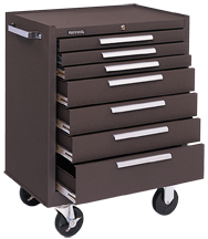 7-Drawer Roller Cabinet w/ball bearing Dwr slides - 35'' x 18'' x 27'' Brown - Makers Industrial Supply