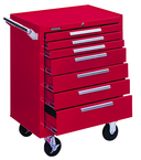 7-Drawer Roller Cabinet w/ball bearing Dwr slides - 35'' x 18'' x 27'' Red - Makers Industrial Supply