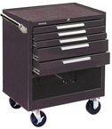 5-Drawer Roller Cabinet w/ball bearing Dwr slides - 35'' x 20'' x 29'' Brown - Makers Industrial Supply