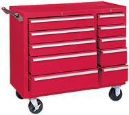 310X 10-Drawer Maintenance Cart - 35'' x 18'' x 39.38'' Red - Makers Industrial Supply