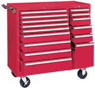 315X 15-Drawer Maintenance Cart - 35'' x 18'' x 39.38'' Red - Makers Industrial Supply