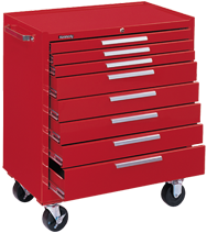 8-Drawer Roller Cabinet w/ball bearing Dwr slides - 40'' x 20'' x 34'' Red - Makers Industrial Supply