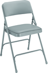 Upholstered Folding Chair - Double Hinges, Double Contoured Back, 2 U-Shaped Riveted Cross Braces, Non-marring Glides; V-Tip Stability Caps; Upholstered 19-mil Vinyl Wrapped Over 1¼" Foam - Makers Industrial Supply