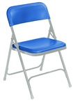 Plastic Folding Chair - Plastic Seat/Back Steel Frame - Blue - Makers Industrial Supply