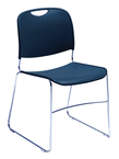 HI-Tech Stack Chair --11 mm Steel Rod Chrome Plated Frame Injection Molded Textured Plastic Non-fading Seat/Back - Navy - Makers Industrial Supply