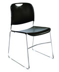 HI-Tech Stack Chair --11 mm Steel Rod Chrome Plated Frame Injection Molded Textured Plastic Non-fading Seat/Back - Black - Makers Industrial Supply