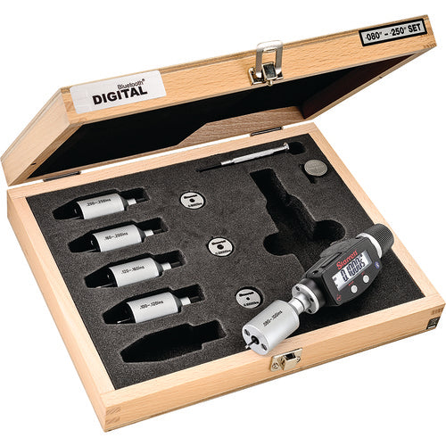 ‎Starrett S770BXTBZ Electronic Internal Micrometer Set, 2-Point Contact (.080-.250″ (2-6mm) Range) and built-in Bluetooth - Exact Industrial Supply