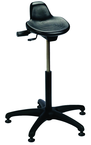 Sit Stand - 14" Soft Polyurethane, Contoured, Tilting Seat,  27" Dia.-Stable 5 Star Base with Heavy Duty Stationary Glides, Seat height 20"-30" - Makers Industrial Supply