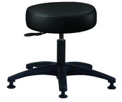 Heavy-Duty NaughaSoft Vinyl Stool - 16 x 4" Round Seat, Backless, Pneumatic Seat Hgt Adj, Standard Glides --Black -- Desk height 16.5"-21.5" - Makers Industrial Supply