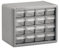8-1/2 x 6-3/8 x 10-9/16'' (16 Compartments) - Plastic Modular Parts Cabinet - Makers Industrial Supply
