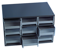 11 x 11 x 17'' (9 Compartments) - Steel Modular Parts Cabinet - Makers Industrial Supply