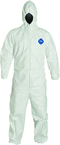 Tyvek® White Zip Up Coveralls w/ Attached Hood & Elastic Wrists - 3XL (case of 25) - Makers Industrial Supply