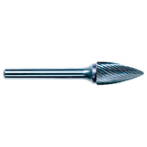 3mm EdgeHog Tree Shape Pointed End Miniature Carbide Bur SG-43M-D Std Alt Diamond (Double) - Makers Industrial Supply