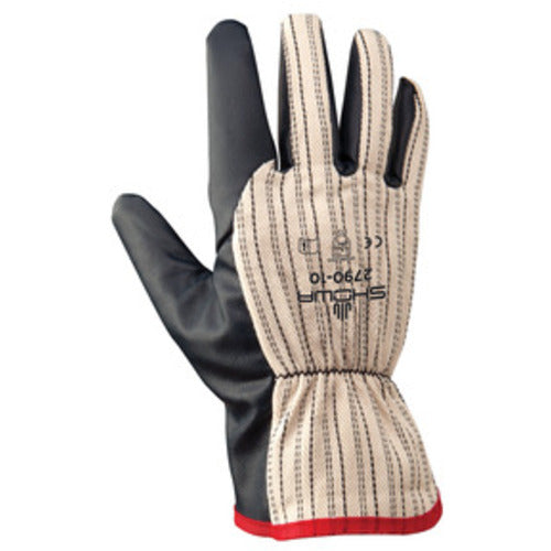 General purpose nitrile palm-laminated driver's style navy w/stripped cotton back/medium - Makers Industrial Supply