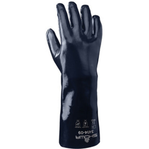 Chemical resistant neoprene fully coated 14″ gauntlet/wrinkle finish navy/small - Makers Industrial Supply