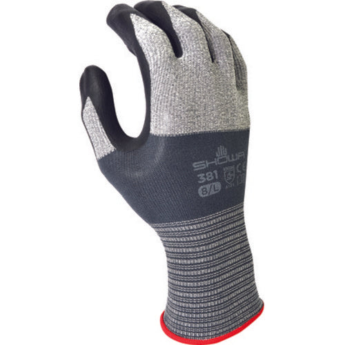 Gen. purpose embossed foamed nitrile coating extended elastic cuff black w/gray microfiber seamless knitted liner/small - Makers Industrial Supply