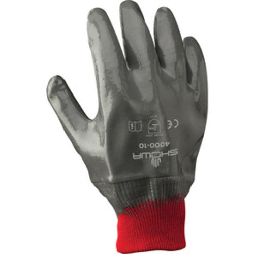 General purpose nitrile fully-coated gray coating knit wrist w/interlock liner/large - Makers Industrial Supply