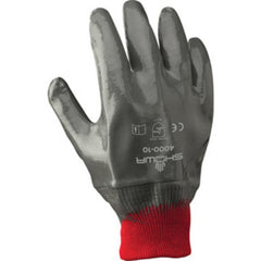 General purpose nitrile fully-coated gray coating knit wrist w/interlock liner/medium - Makers Industrial Supply