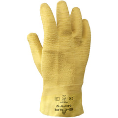 General purpose natural rubber fully-coated 10″ gauntlet cuff yellow wrinkle-finish/large - Makers Industrial Supply