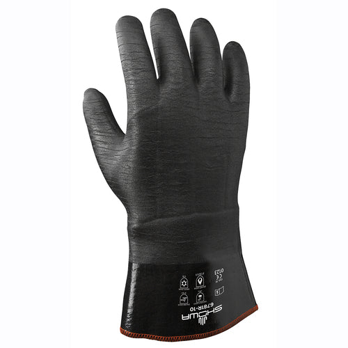 Insulated fully coated neoprene 12″ gauntlet black rough finish/large - Makers Industrial Supply