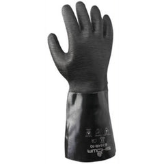 Chemical resistant neoprene fully coated heavyweight 14″ gauntlet black rough finish/large - Makers Industrial Supply