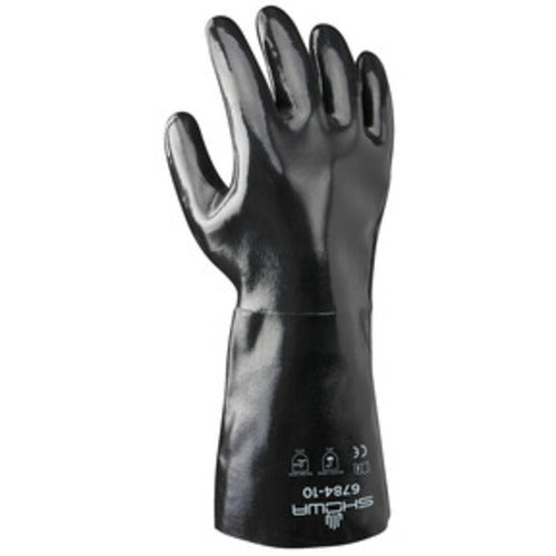 Chemical resistant neoprene fully coated heavyweight 14″ gauntlet black smooth finish/large - Makers Industrial Supply