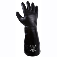 Chemical resistant neoprene fully coated heavyweight elbow length gauntlet black rough finish/large - Makers Industrial Supply