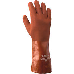 Chemical resistant PVC-coated nitrile-reinforced fully coated 12″ gauntlet red rough finish/large - Makers Industrial Supply