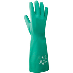 Chemical resistant unsupported nitrile 15″ 22-mil light green bisque finish unlined/extra large - Makers Industrial Supply