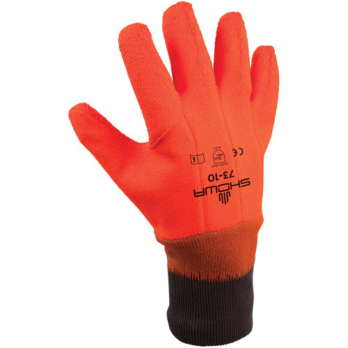 Insulated PVC fully coated vinyl knit wrist wrinkle finish safety orange/large - Makers Industrial Supply