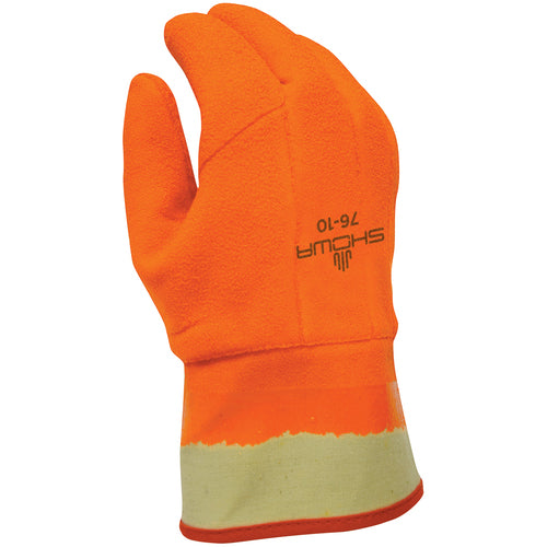 Insulated PVC fully coated vinyl safety cuff wrinkle finish safety orange/large - Makers Industrial Supply