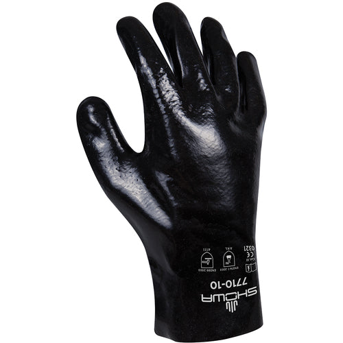 Chemical resistant PVC fully coated 10″ gauntlet w/jersey liner black smooth/large - Makers Industrial Supply