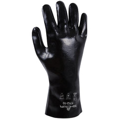 Chemical resistant PVC fully coated 12″ gauntlet w/jersey liner black smooth/large - Makers Industrial Supply