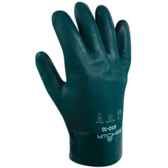 Chemical resistant PVC fully coated 10″ gauntlet forest green smooth/large - Makers Industrial Supply