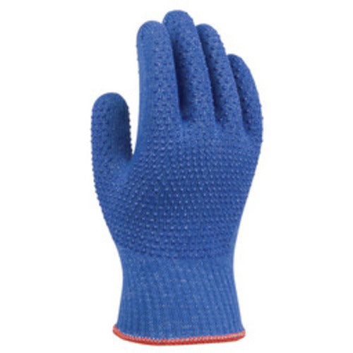 Cut resistant 10-gauge seamless cut-resistant engineered composite yarn PVC dotted both sides enhanced wet grip blue ANSI CUT LEVEL 4/medium - Makers Industrial Supply