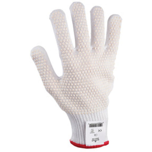 Cut resistant 10-gauge seamless knit PVC dotted HPPE w/Stainless Steel white ambidextrous ANSI CUT LEVEL 4/medium - Makers Industrial Supply