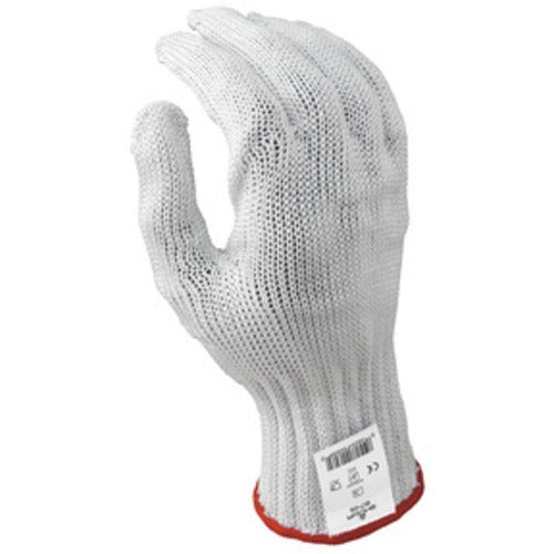 Cut resistant 7-gauge seamless knit engineered fiber w/four strands of stainless steel white ambidextrous ANSI CUT LEVEL 5/L - Makers Industrial Supply