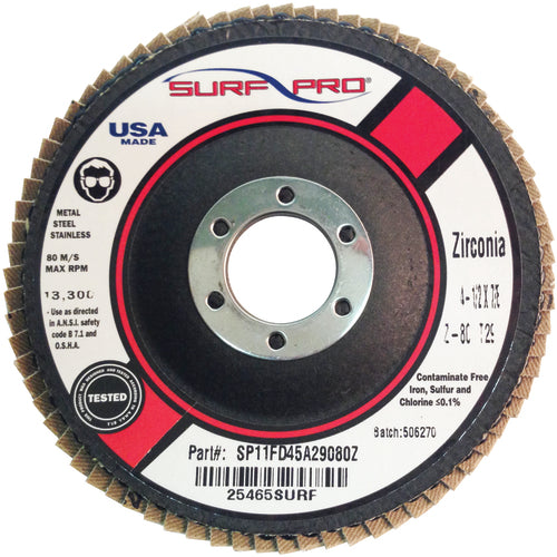 ‎4 1/2″ × 7/8″-60 Grit - Zirc Plus Coated Abrasive - Type 29 Flap Disc - Makers Industrial Supply