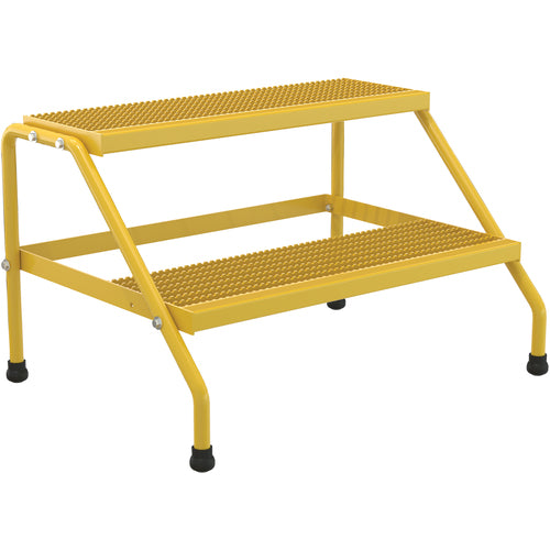 Alum Step Stand- 2 Step Wide Knkdwn Yell - Exact Industrial Supply