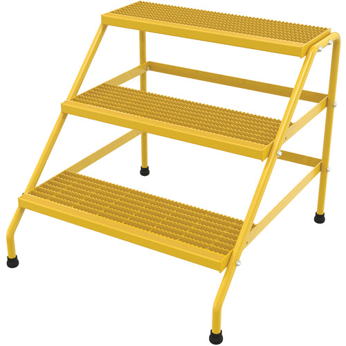 Alum Step Stand- 3 Step Wide Knkdwn Yell - Exact Industrial Supply