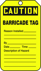 Barricade Tag, Caution Barricade Tag, 25/Pk, Plastic - Makers Industrial Supply