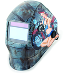 #41295 - Solar Powered Auto Darkening Welding Helment; Motorcycle Pin Up Girl Graphics - Makers Industrial Supply