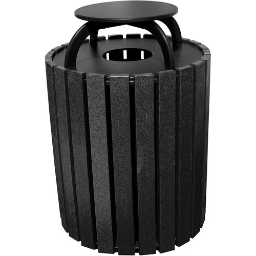 Trash Receptical Poly Rain Cap Round 49 Gal-Black - Exact Industrial Supply